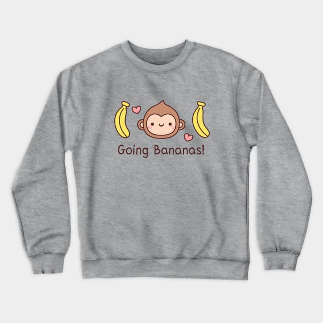 Cute Monkey Going Bananas Funny Crewneck Sweatshirt by rustydoodle